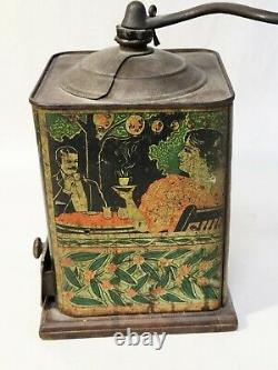 Antique vtg NONE-SUCH Bronson Walton COFFEE GRINDER Mill Tin Litho Cleveland OH