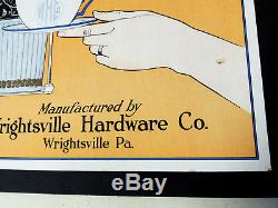 Antique vtg early 1900s Wrightsville PA Hardware COFFEE GRINDER Cardboard SIGN
