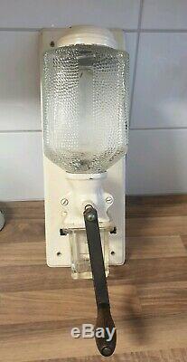 Antique wall mounted hand crank Coffee Grinder with glass canister ca. 1930-1950