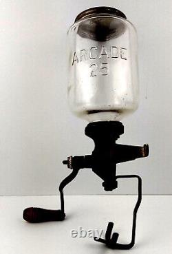 Arcade 25 Vintage 1920 Original Cast Iron Coffee Mill Grinder Wall Mount