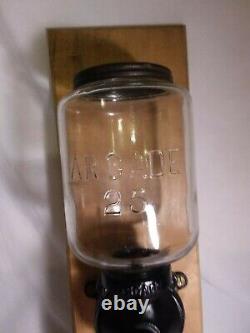 Arcade 25 coffee grinder, on board, no bottom glass, no chips/cracks in glass