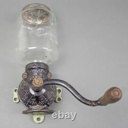 Arcade Crystal #3 Antique Wall Mount Coffee Grinder Cast Iron With Bottom Metal