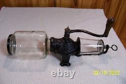 Arcade Crystal # 3 Wall Mount Coffee Grinder-Catch cup not original. VG Cond