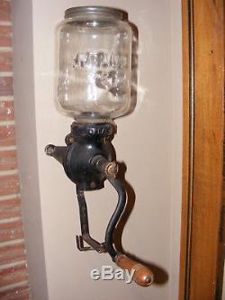 Arcade Crystal Coffee Bean Grinder- Antique Cast Iron Wall Mount Coffee Mill
