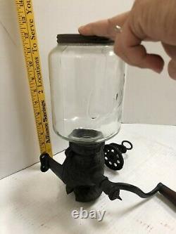 Arcade Crystal No. 3 Cast Iron Wall Mounted Antique Coffee Grinder