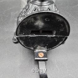 Arcade Crystal Wall Mount Coffee Grinder Cast Iron Antique Wood Handle