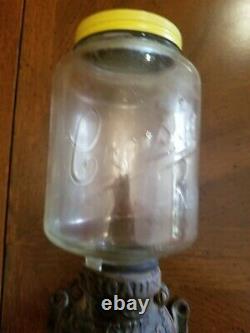 Arcade Crystal Wall Mount Coffee Grinder Hand Crank Vintage Antique