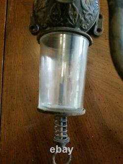 Arcade Crystal Wall Mount Coffee Grinder Hand Crank Vintage Antique