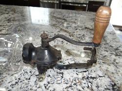 Arcade Hand Coffee Grinder Mill Glass Hopper Vtg Antique Complete & Working