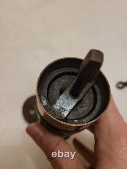 Atq Turkish Ottaman Brass Manual Coffee/ Pepper Grinder Mill Engraved