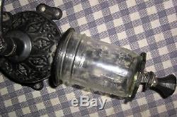 Authentic Antique Arcade Crystal Coffee Grinder, Wall-Mount, Vintage Glass