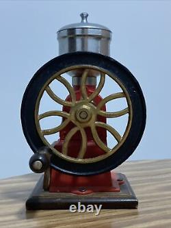 Battlefield Coffee Grinder Antiques Metal Wood Single Wheel Manual Vintage Red