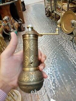 Beautiful Antique Coffee Grinder Turkish Mill Brass Spise Pepper Traditional