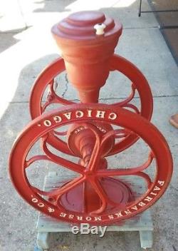 Beautiful Red Cast Iron 1887 FAIRBANKS, MORSE & Co 2 Wheel Coffee Grinder VVG