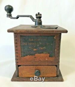 Brighton No. 1180 One Pound COFFEE GRINDER Wood Antique Dovetailed Primitive