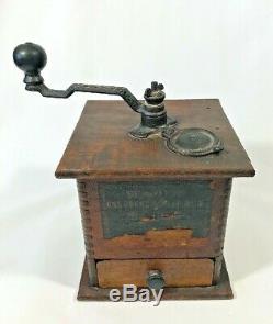 Brighton No. 1180 One Pound COFFEE GRINDER Wood Antique Dovetailed Primitive