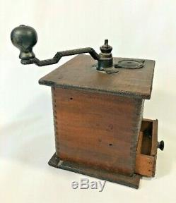 Brighton No. 1180 One Pound COFFEE GRINDER Wood Antique Dovetailed Primitive