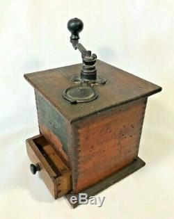 Brighton No. 1180 One Pound COFFEE GRINDER Wood Antique Dovetailed Primitive