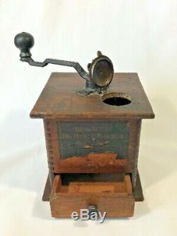 Brighton No. 1180 One Pound COFFEE GRINDER Wood Antique Dovetailed Primitive