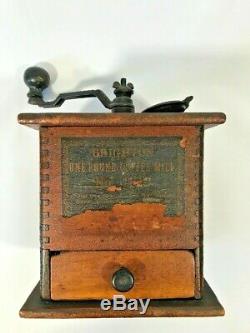 Brighton No. 1180 One Pound COFFEE GRINDER Wood Antique Dovetailed Primitive