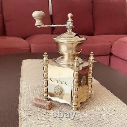 Charming Vintage Brass Coffee Grinder, Handcrafted, France, Mid-20th Century