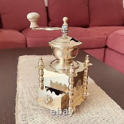 Charming Vintage Brass Coffee Grinder, Handcrafted, France, Mid-20th Century