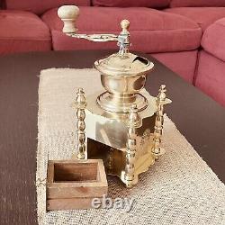 Charming Vintage Brass Coffee Grinder, Handcrafted, France, Mid-20th Century