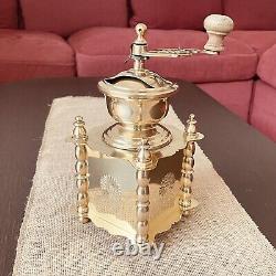 Charming Vintage Brass Coffee Grinder, Handcrafted, France, Mid-20th Century