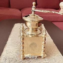 Charming Vintage Brass Coffee Grinder, Handcrafted, France, Mid-20th Century