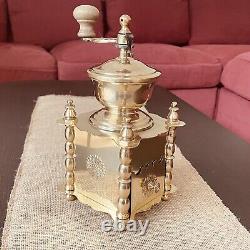 Charming Vintage Brass Coffee Grinder, Handcrafted, France, Mid-20th Century