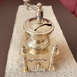 Charming Vintage Brass Coffee Grinder, Handcrafted, France, Mid-20th Century