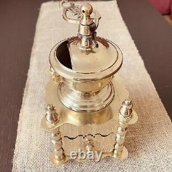 Charming Vintage Brass Coffee Grinder, Handcrafted, France, Mid-20th Century