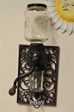 Classic Antique Victorian Era Arcade Crystal #3 Wall Mount Coffee Grinder MILL