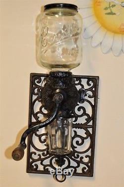 Classic Antique Victorian Era Arcade Crystal #3 Wall Mount Coffee Grinder MILL