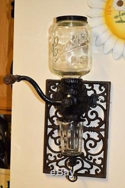 Classic Antique Victorian Era Arcade Crystal #3 Wall Mount Coffee Grinder MILL