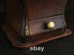Coffee Grinder 19th Century Wood Bronze Antique French Coffee Grinder