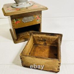 Coffee Grinder Antique P & D PETER DIENES Wood Hopper Table Top Box Coffee Mill