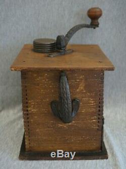 Coffee Grinder CHALLENGE FAST GRINDER No. 1080 Paper Label Antique Wooden