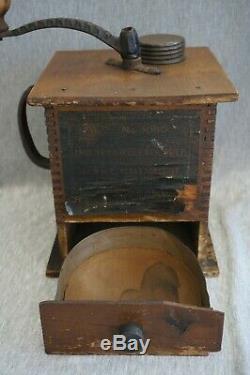 Coffee Grinder CHALLENGE FAST GRINDER No. 1080 Paper Label Antique Wooden