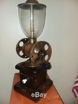 Coffee Grinder Lamp Large Rustic Vintage Americana Antique Brass Pine Glass