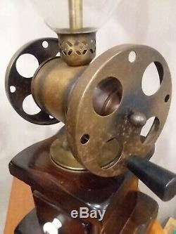 Coffee Grinder Lamp Large Rustic Vintage Americana Antique Brass Pine Glass