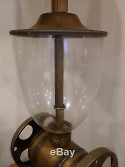 Coffee Grinder Lamp Large Rustic Vintage Americana Antique Brass Pine Glass