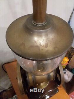 Coffee Grinder Lamp Large Rustic Vintage Americana Antique Brass Pine Glass