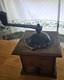 Coffee Grinder. Old Wooden Antique Coffee Grinder. Works