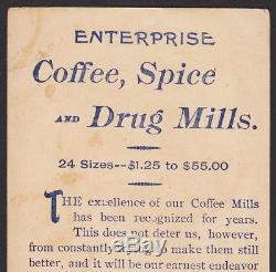 Coffee Mill 1800's Antique Enterprise Drug Spice Grinder Advertising Trade Card