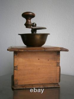 Coffee Mill 19°S Coulaux Molsheim Wood Copper Décor Kitchen Antique