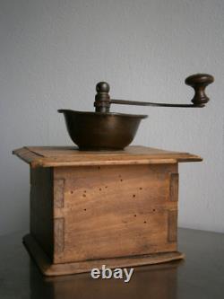 Coffee Mill 19°S Coulaux Molsheim Wood Copper Décor Kitchen Antique