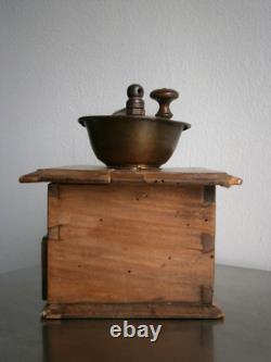 Coffee Mill 19°S Coulaux Molsheim Wood Copper Décor Kitchen Antique