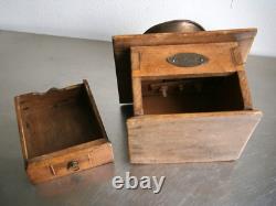 Coffee Mill 19°S Coulaux Molsheim Wood Copper Décor Kitchen Antique
