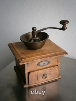 Coffee Mill 19°S Coulaux Molsheim Wood Copper Décor Kitchen Antique